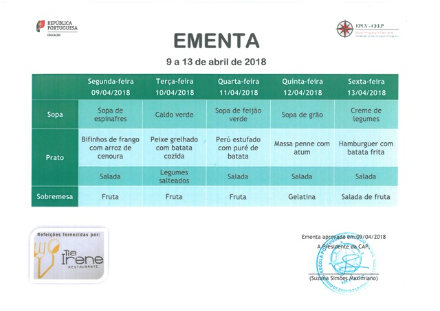 EMENTA DE 9 DE ABRIL A 13 DE ABRIL